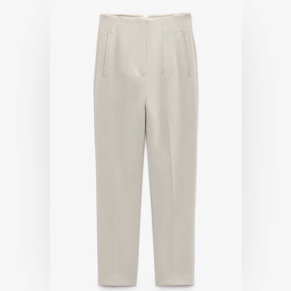 Zara high waisted pants in oyster white